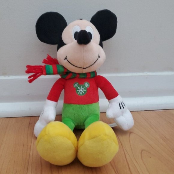 Disney Other - Mickey Mouse Walt Disney soft Christmas Holiday 10" Toy Doll